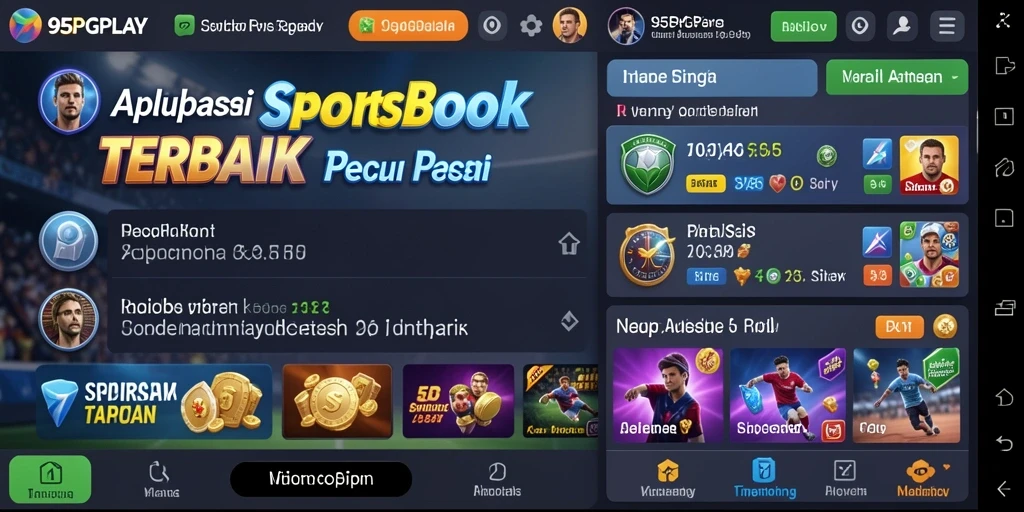 Tampilan utama aplikasi 95PGPLAY dengan antarmuka Sportsbook yang menarik.