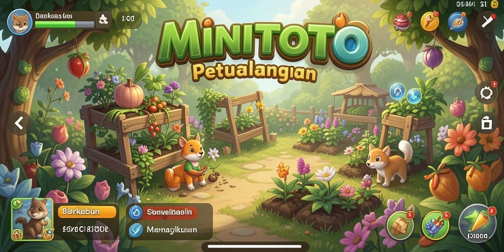 Tampilan gameplay seru dalam bertani dan merawat hewan ternak.