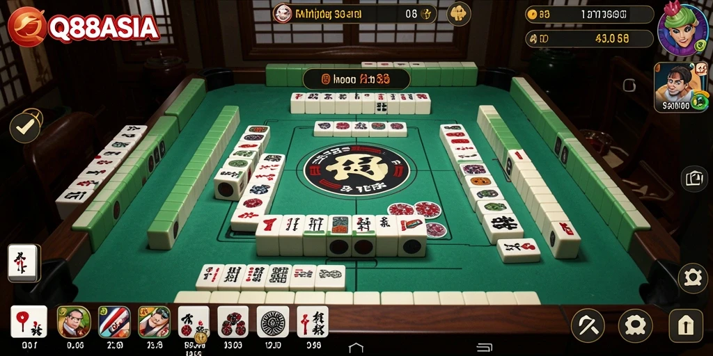 Screenshot gameplay QQ88ASIA yang menampilkan keseruan bermain Mahjong.