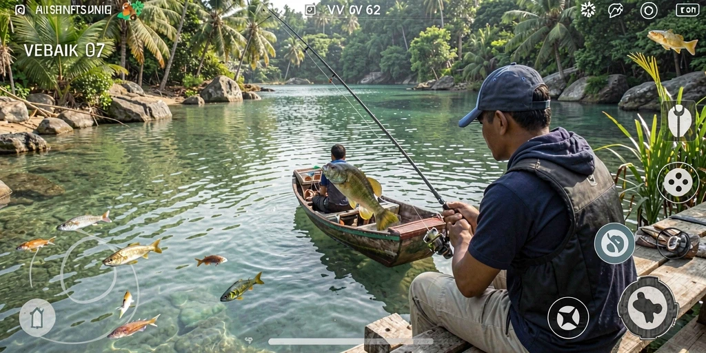 Gameplay memancing yang seru dan realistis di VV62.